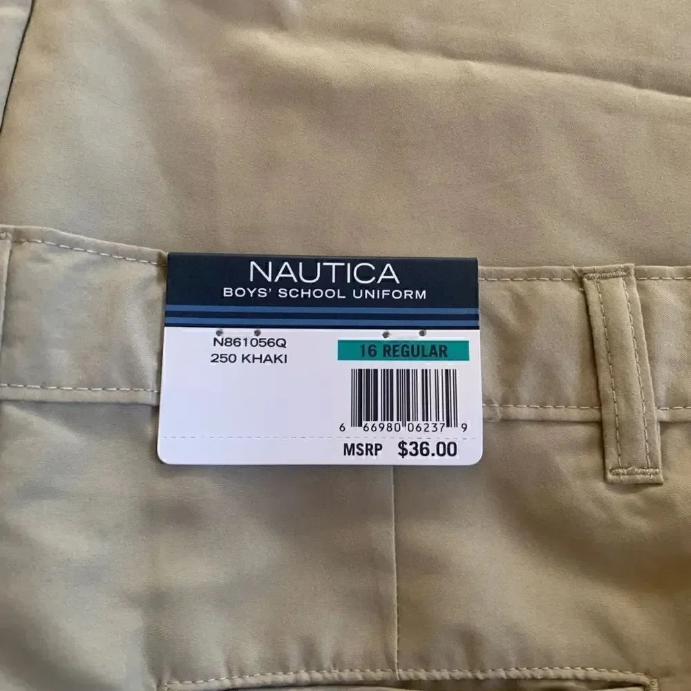 Nautica performance adjustable waist, flat front boys school shorts